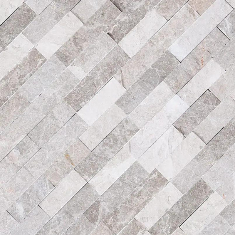 Luna Gray Split Face Corner Marble Pavers 6x18 angled view