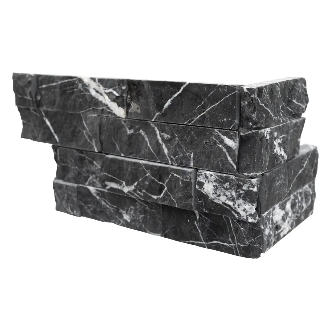 Marquina Nero Split Face Marble Pavers 6x18 close up
