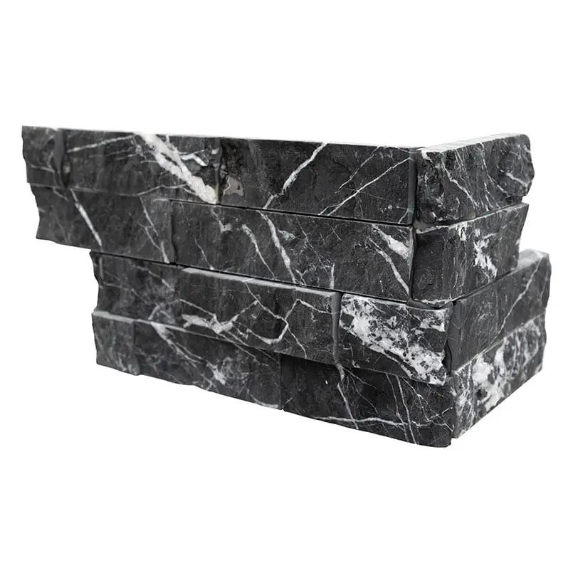 Marquina Nero Split Face Marble Pavers 6x18 close up