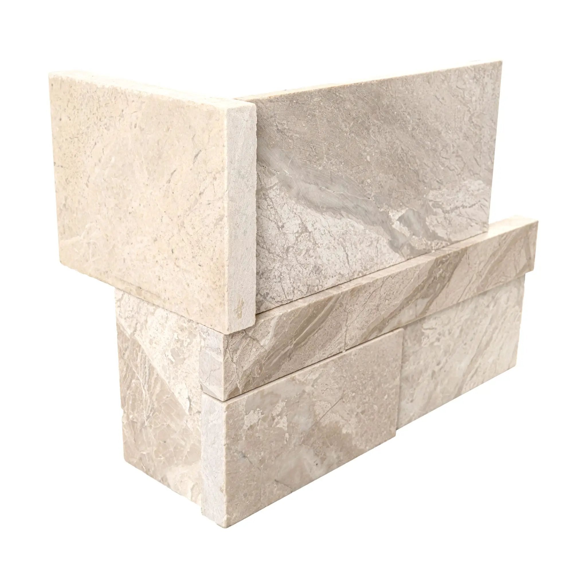 Royal Cream 3d Honed Corner Marble Pavers 9x18 close up