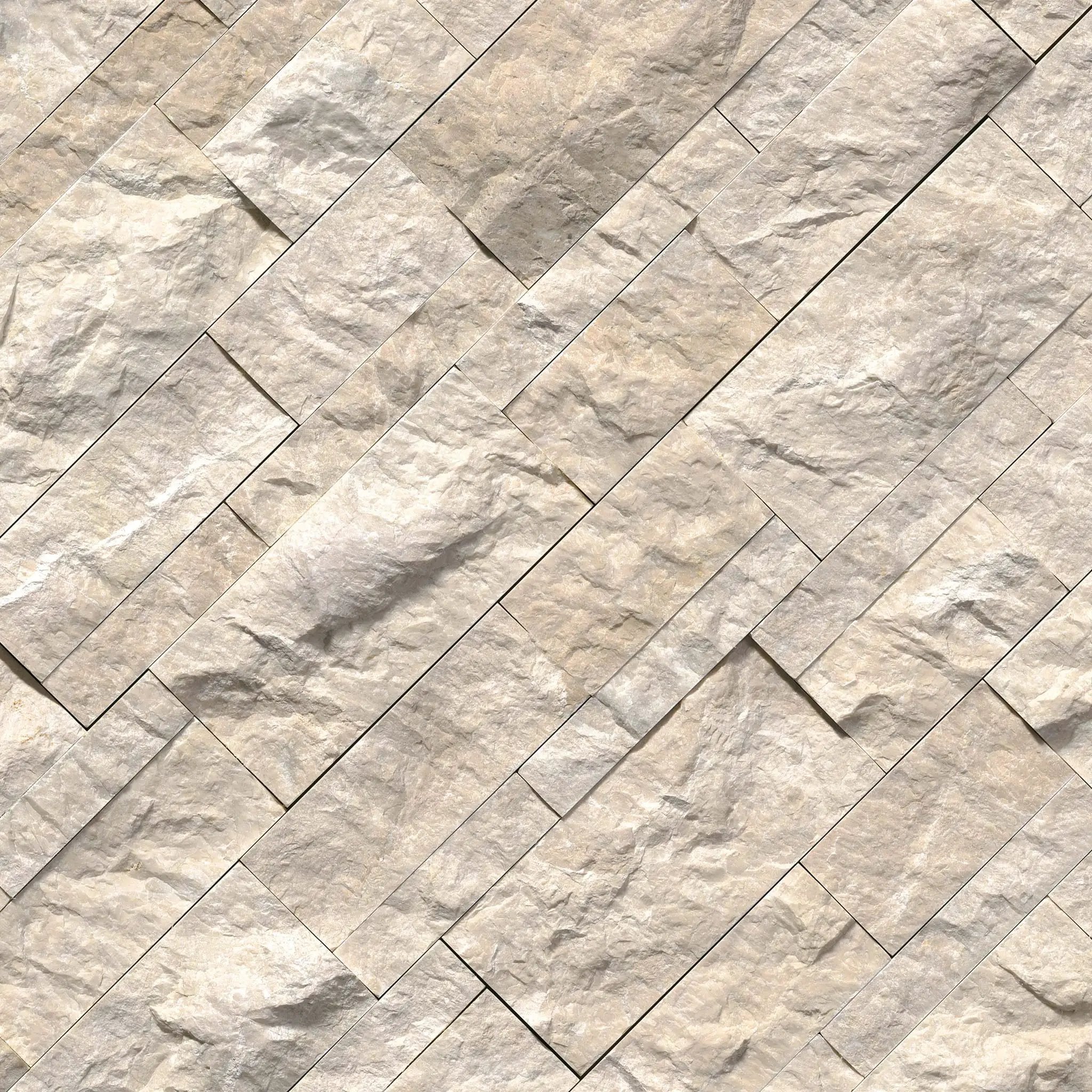 Royal Cream Split Face Marble Pavers 9x18 angled view