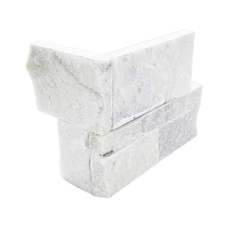 Sierra White Split Face Marble Pavers 9x18 close up