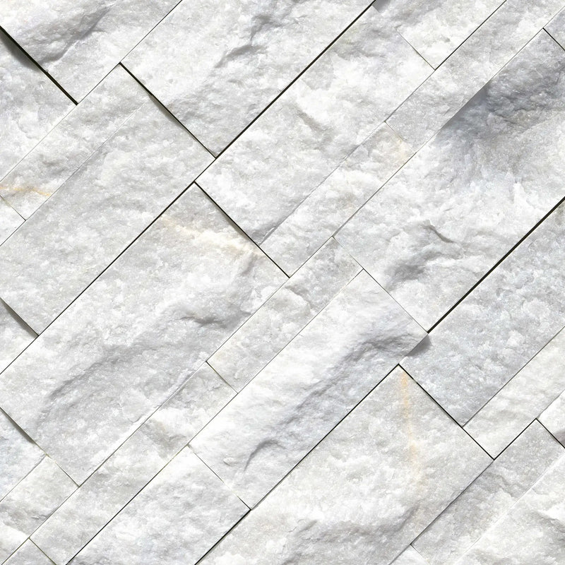 Sierra White Split Face Marble Pavers 9x18 angled view
