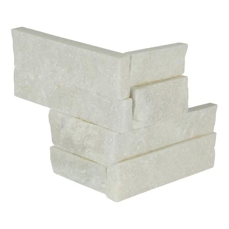 Arctic White Mini Split Face Marble Pavers close up