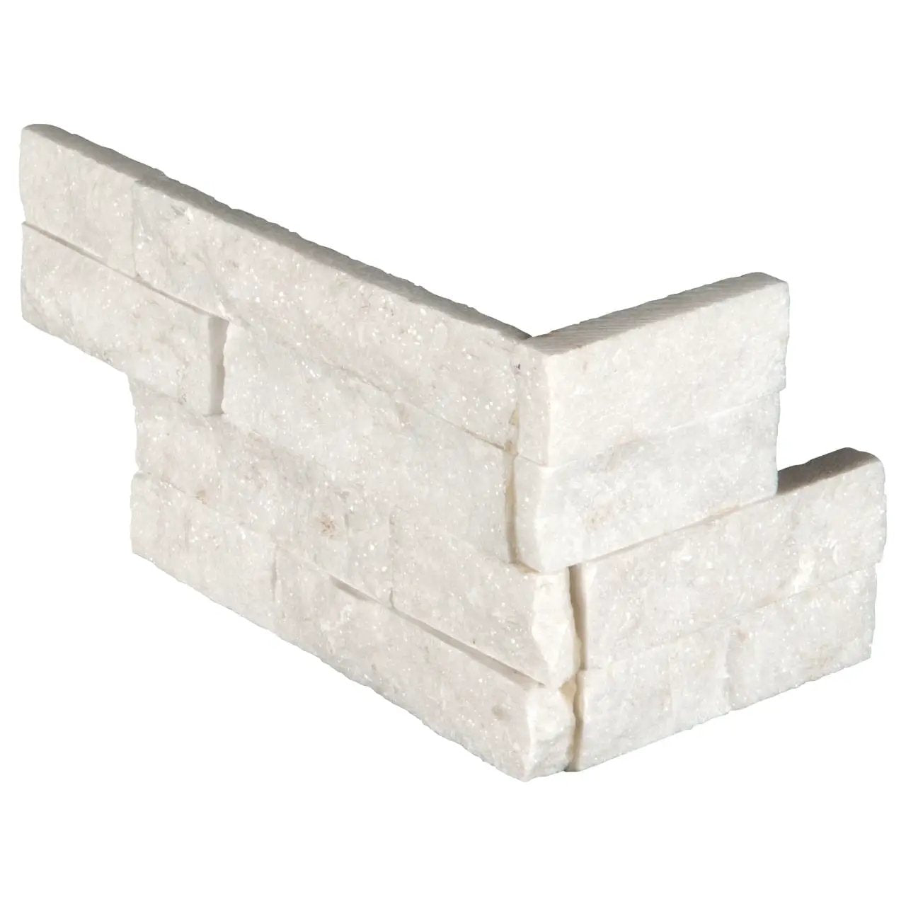 Arctic White Split Face Corner Marble Pavers 6x12 close up