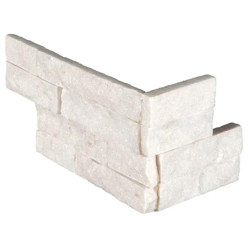 Arctic White Split Face Corner Marble Pavers 6x12 close up