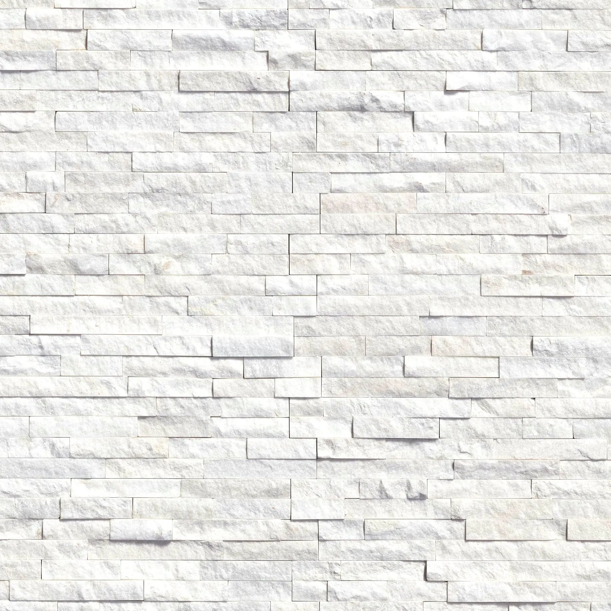 Arctic White Split Face Marble Pavers 6x24 close up