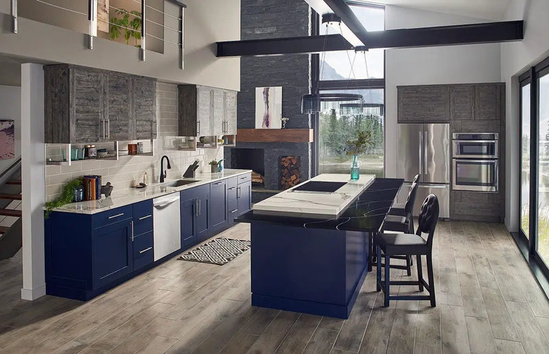 Coal Canyon Split Face Corner Quartzite Pavers 6x12 in a finished room