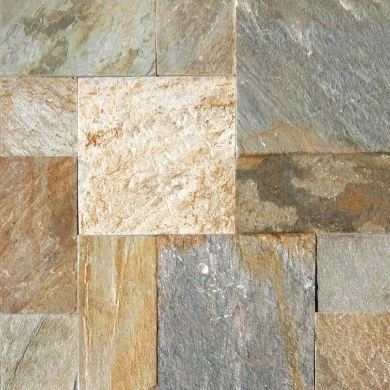 Golden White Split Face Corner Quartzite Pavers 6x12 close up