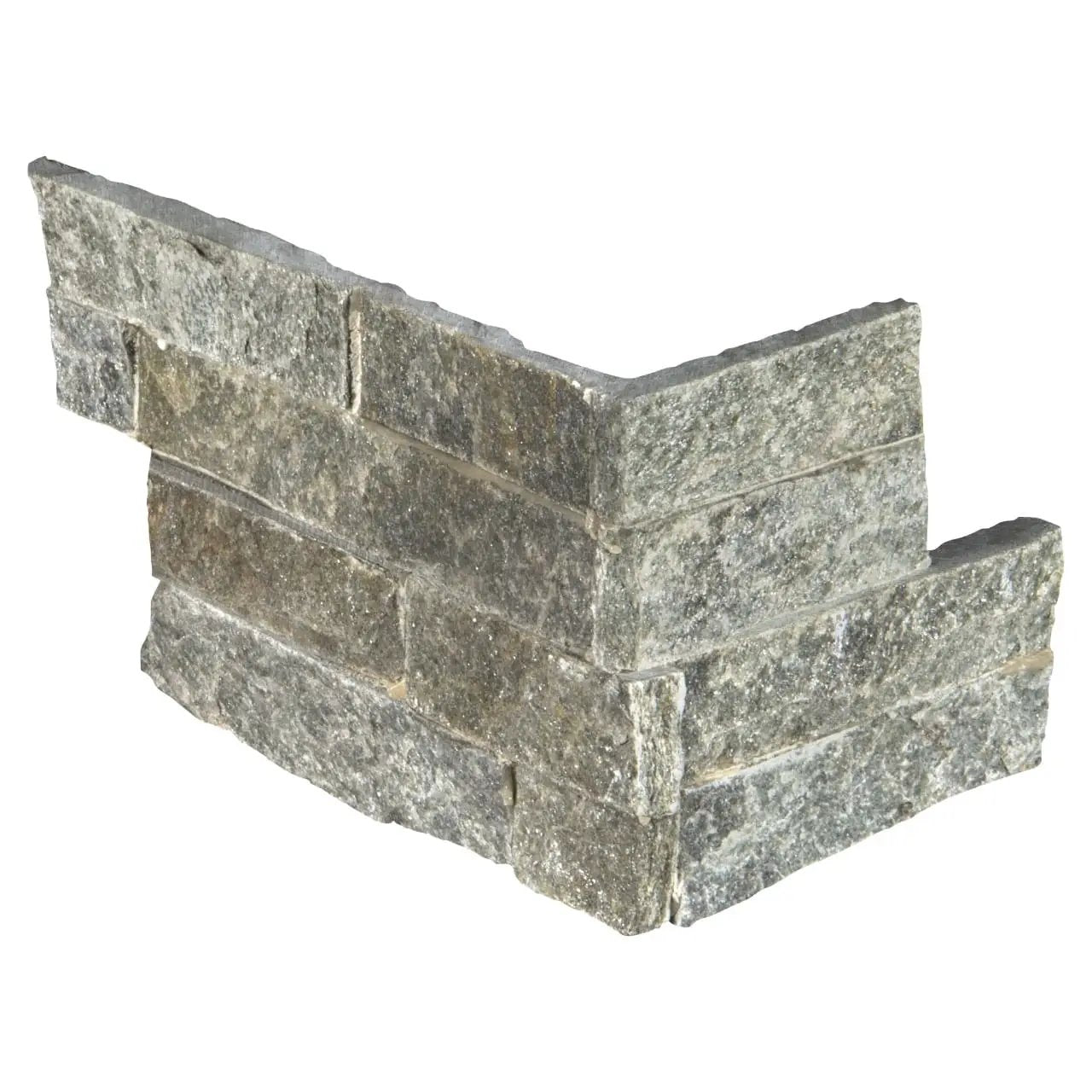 Sage Green Split Face Corner Quartzite Pavers 6x12 close up