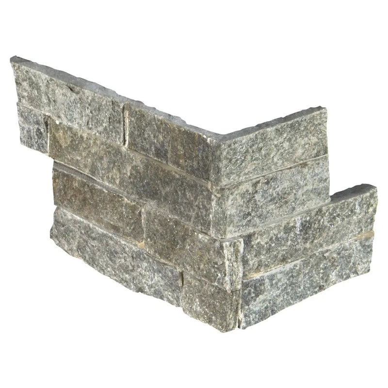 Sage Green Split Face Corner Quartzite Pavers 6x12 close up