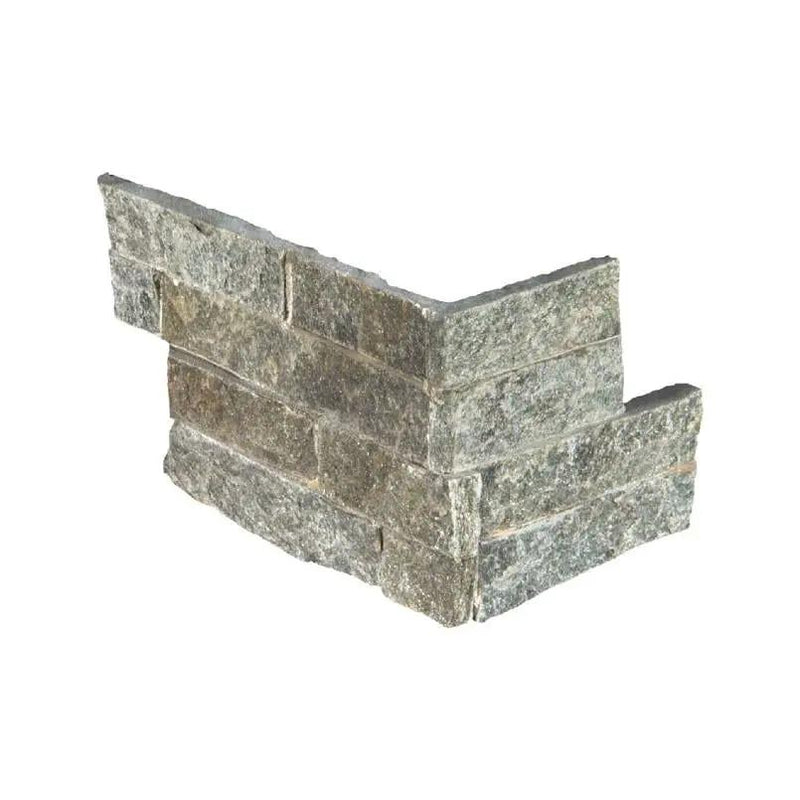 Sage Green Split Face Corner Quartzite Pavers 6x12 close up