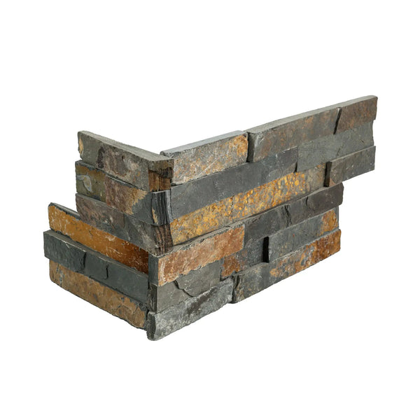 Gold Rush Split Face Corner Slate Pavers 6x12