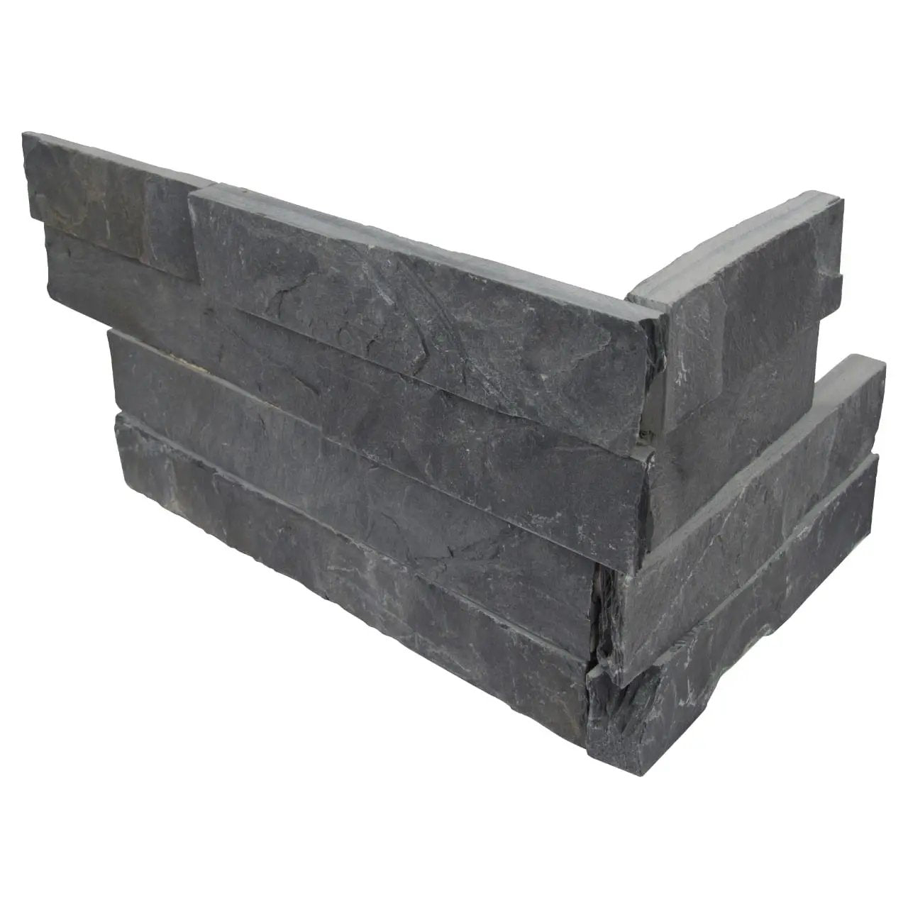 Premium Black Split Face Corner Slate Pavers 6x18 close up