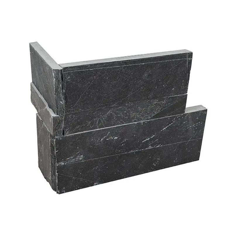 Premium Black Xl Split Face Corner Slate Pavers 9x12 close up