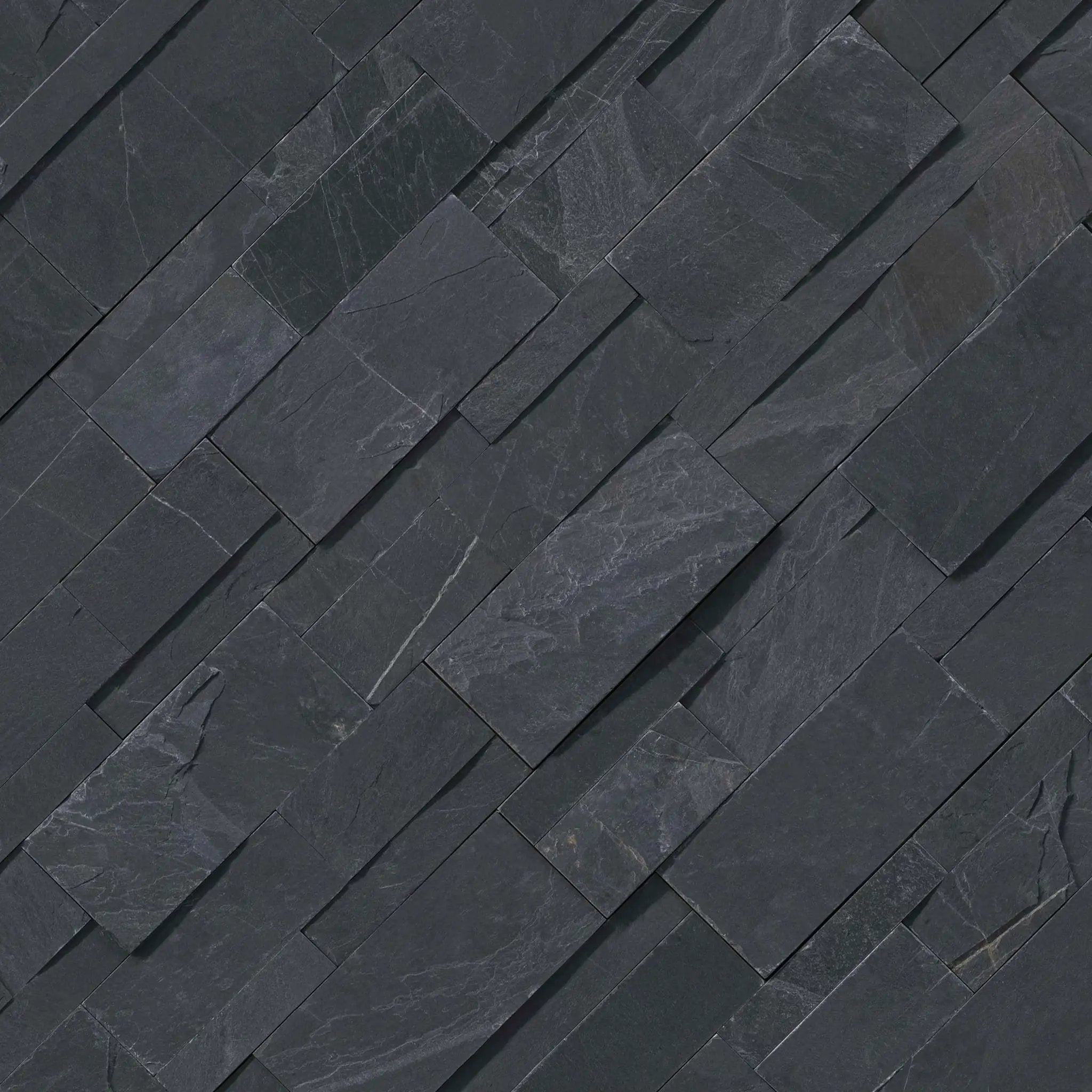 Premium Black Xl Split Face Corner Slate Pavers 9x12 angled view