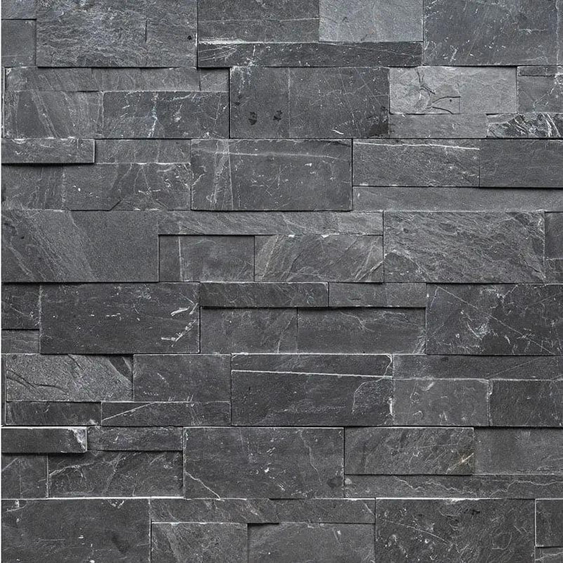 Premium Black Xl Split Face Slate Pavers 9x24 close up