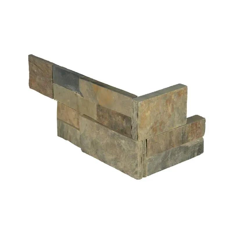 Rustic Gold Split Face Corner Slate Pavers 6x12 close up