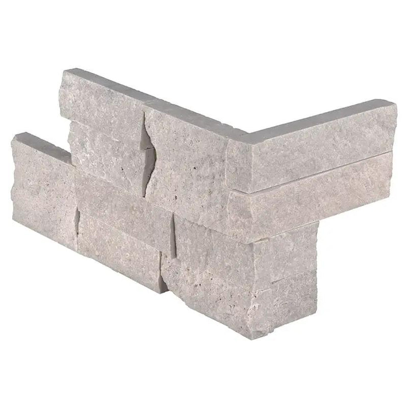 Iceland Gray Split Face Corner Travertine Pavers 6x12 close up
