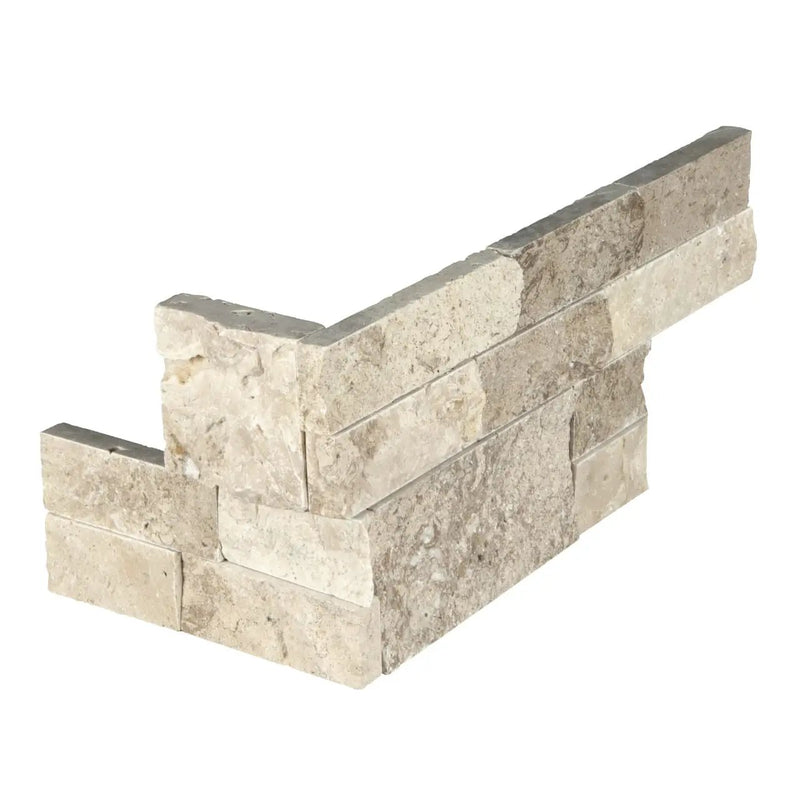 Roman Beige Split Face Corner Travertine Pavers 6x12 close up