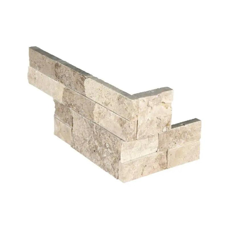Roman Beige Split Face Corner Travertine Pavers 6x12 close up