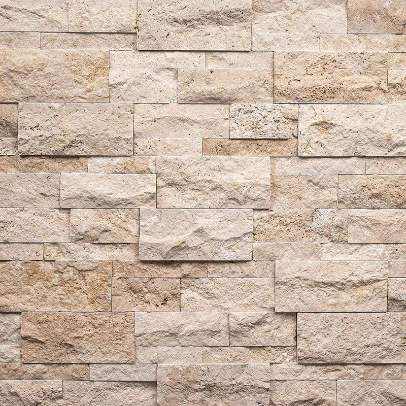 Roman Beige Xl Split Face Travertine Pavers 9x24 close up