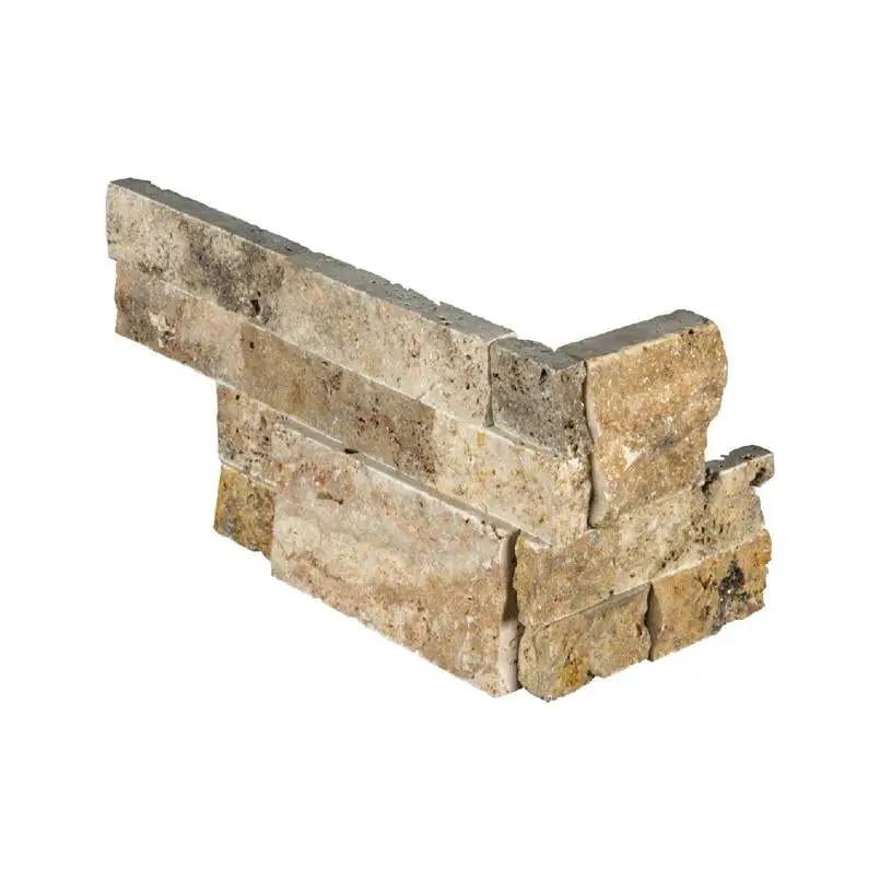 Tuscany Scabas Split Face Corner Travertine Pavers 6x12 close up