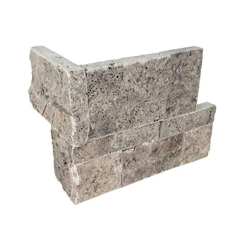 Silver Travertine Xl Split Face Pavers 9x12 close up