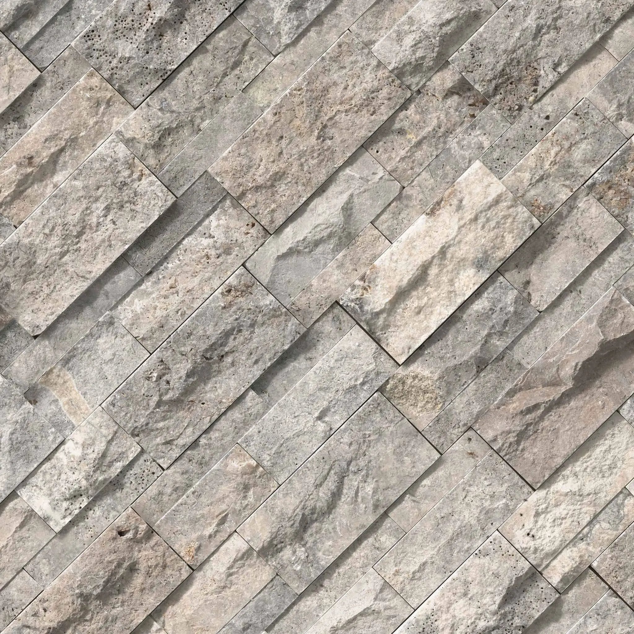 Silver Travertine Xl Split Face Pavers 9x12 angled view