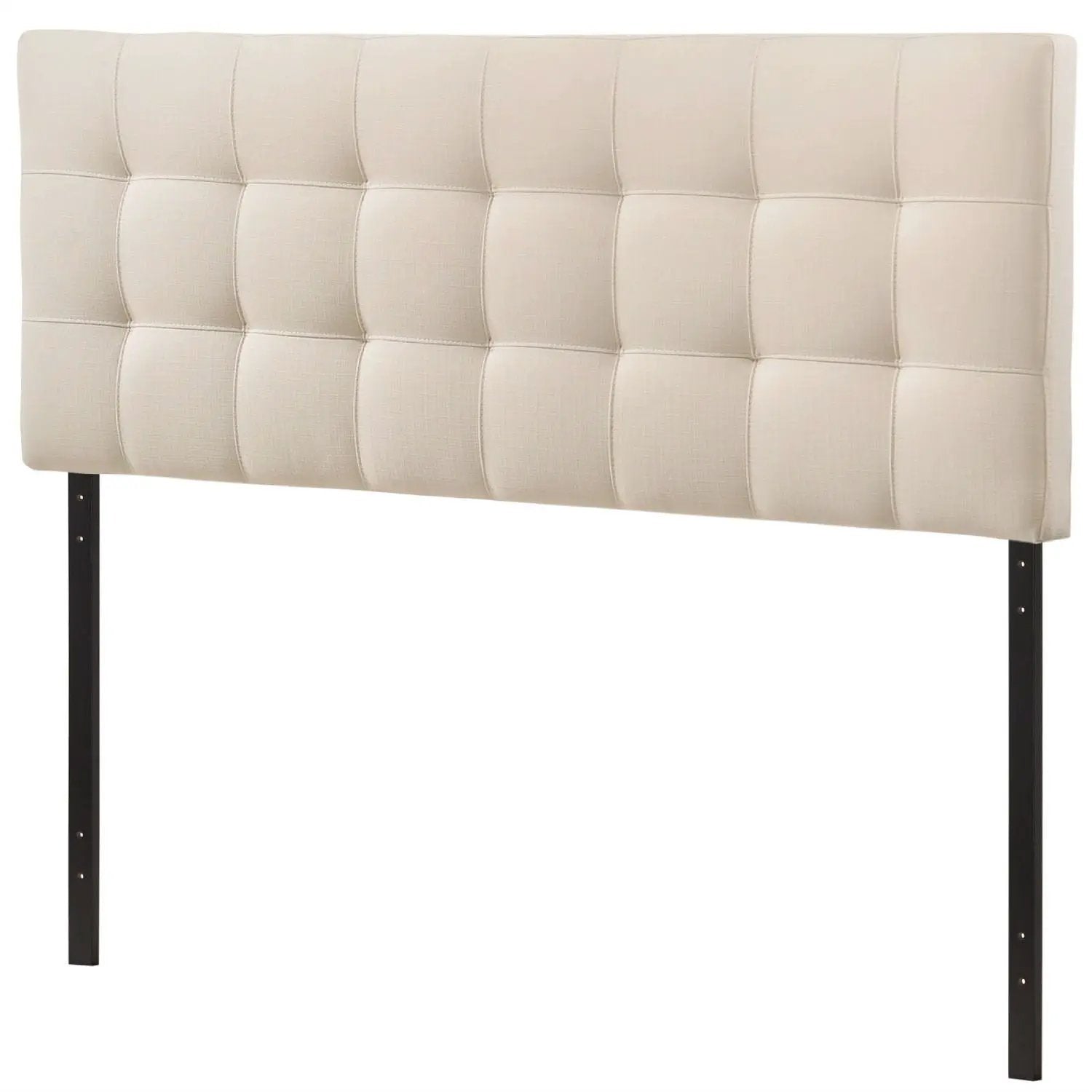 Queen size Ivory Fabric Padded Mid-Century Upholstered Headboard by HomePacific