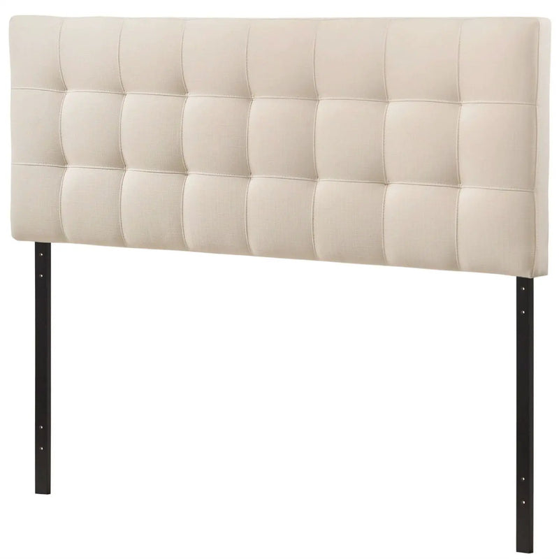 Queen size Ivory Fabric Padded Mid-Century Upholstered Headboard by HomePacific