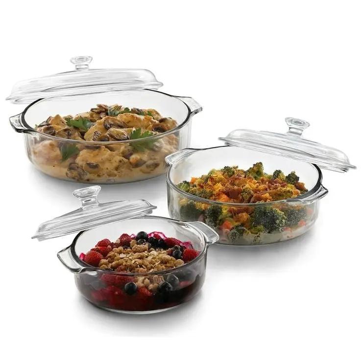 6-Piece Round Glass Casserole Cookware Bakeware Set with Lids by HomePacific