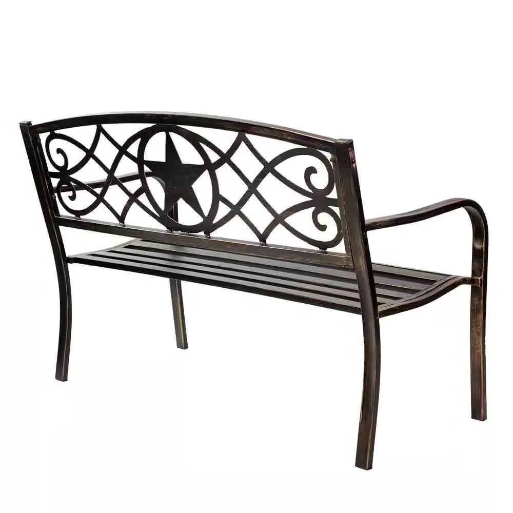 Powder Coated Steel 4-ft. Outdoor Patio Garden Bench in Bronze Metal Finish by HomePacific