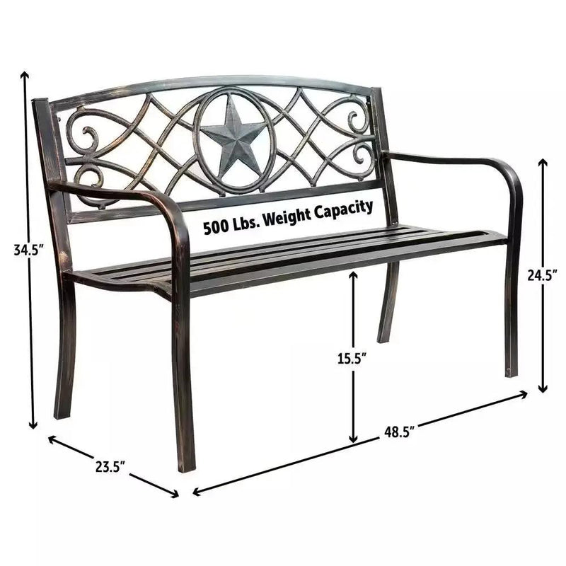 Powder Coated Steel 4-ft. Outdoor Patio Garden Bench in Bronze Metal Finish by HomePacific