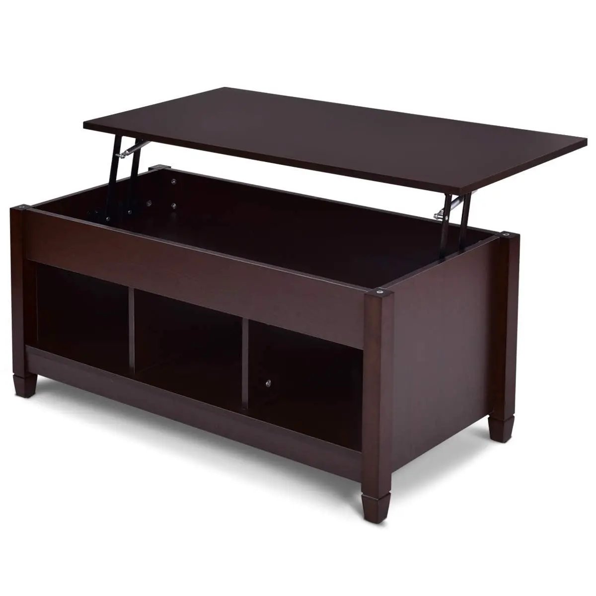 Brown Wood Lift Top Coffee Table with Hidden Storage Space by HomePacific