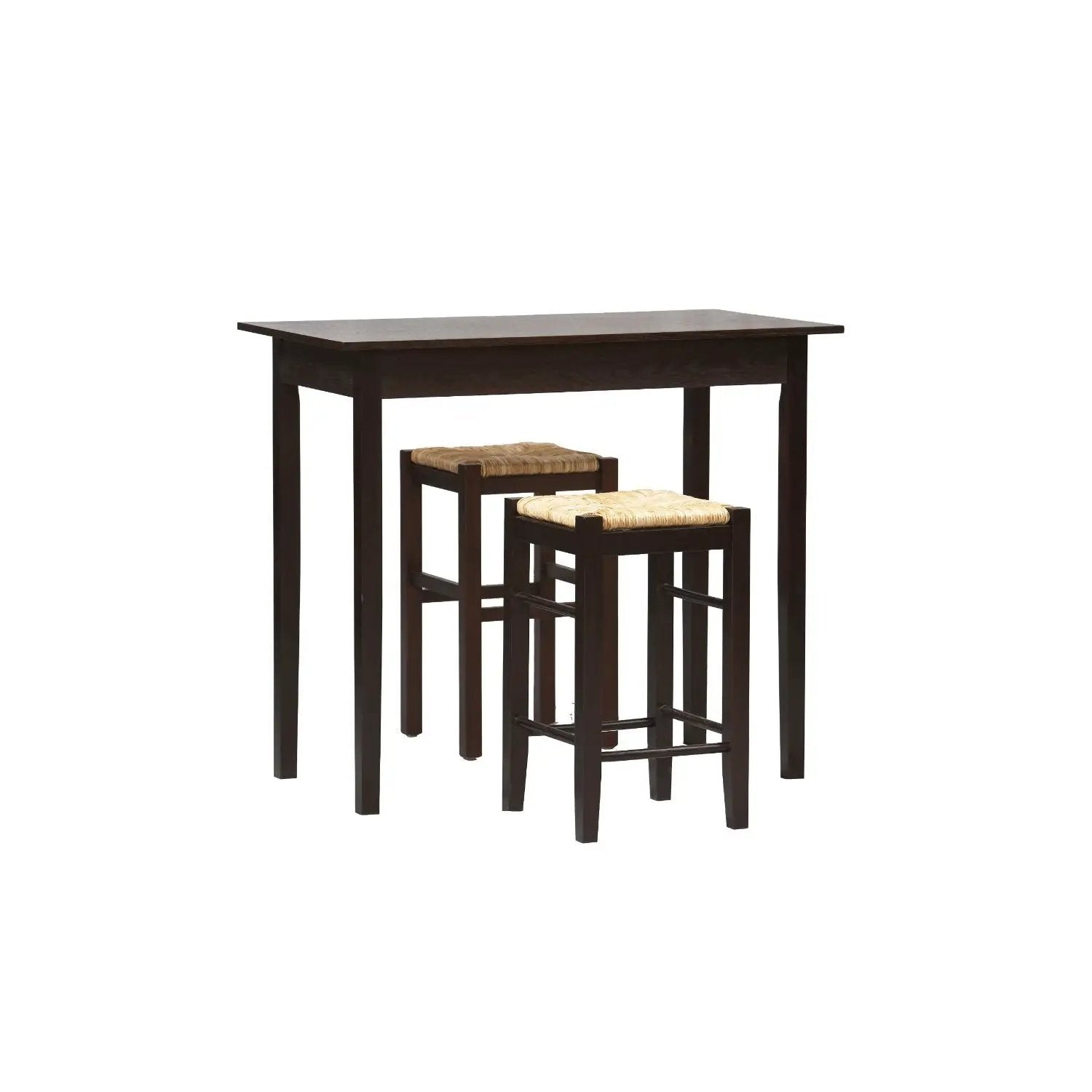 3 Piece Espresso Dining Set with Table and 2 Backless Stools by HomePacific