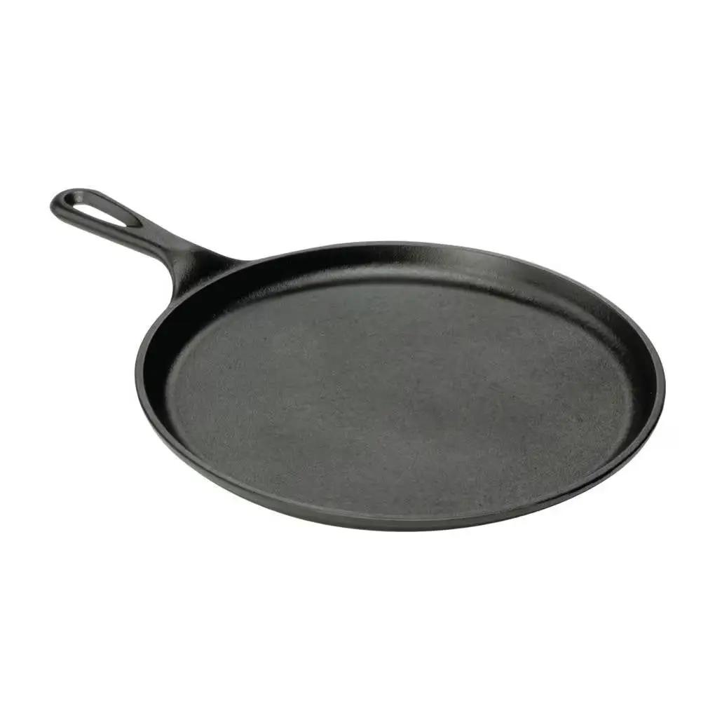 10.5 inch Round Pre-Seasoned Cast Iron Skillet Griddle Frying Pan Made in USA by HomePacific