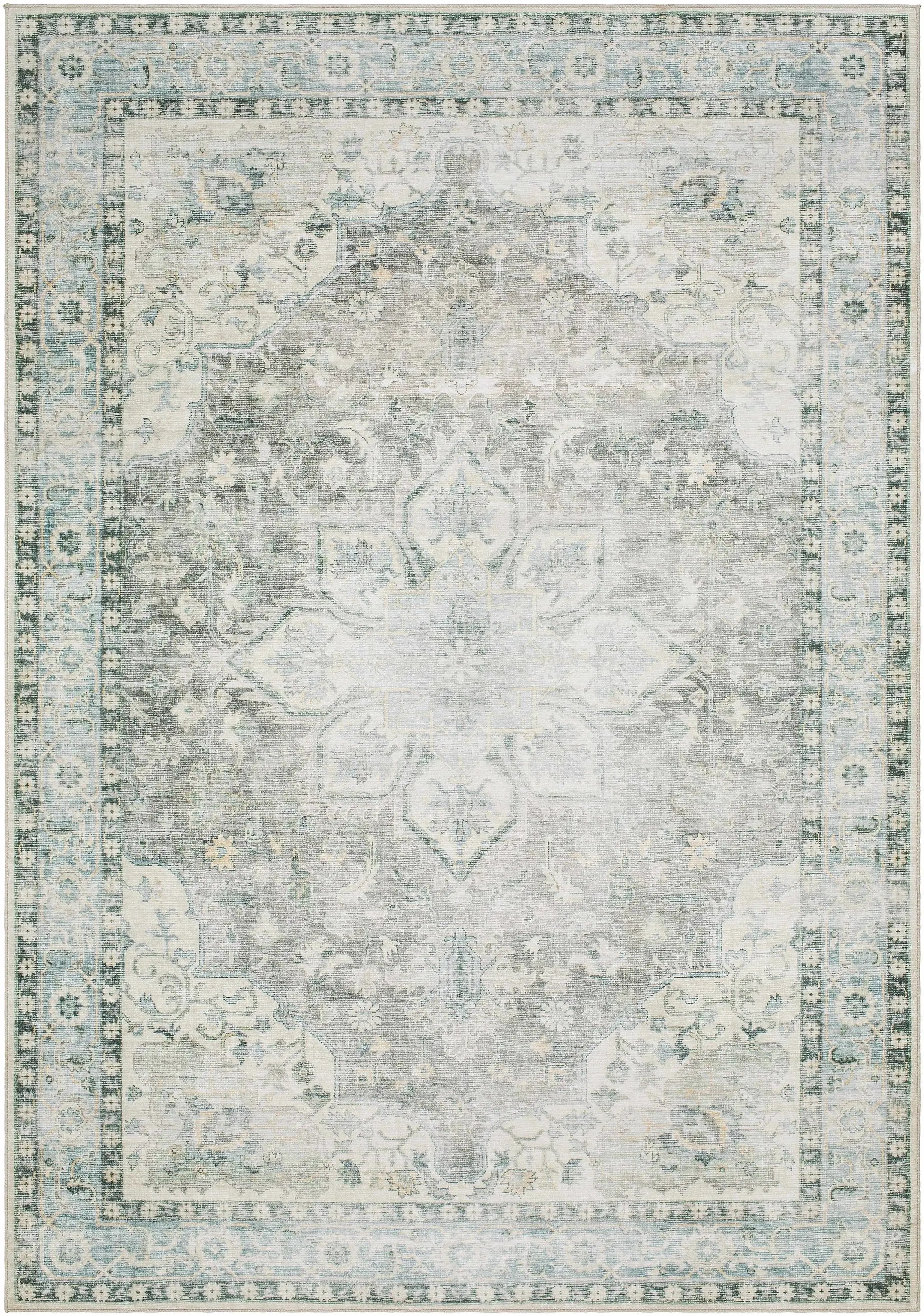 Lotan Green Medallion Washable Area Rug by Boutique Rugs