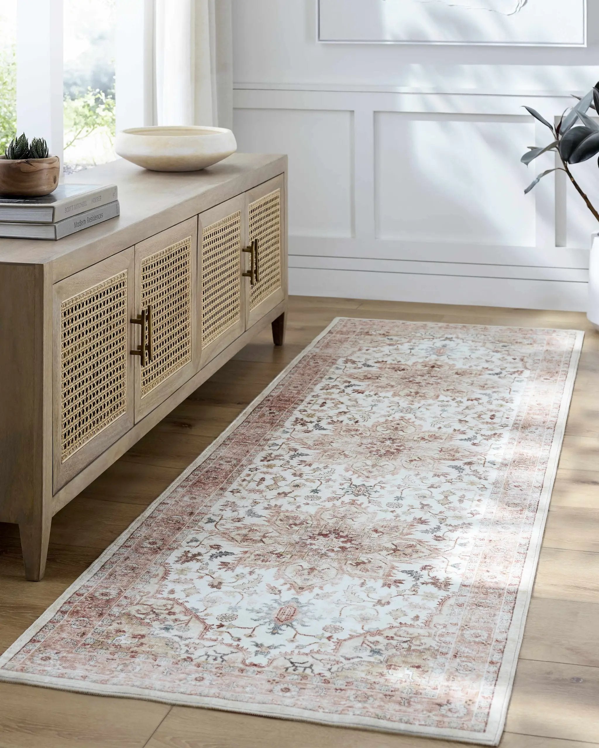 Lotan Pink Medallion Washable Area Rug - Clearance by Boutique Rugs