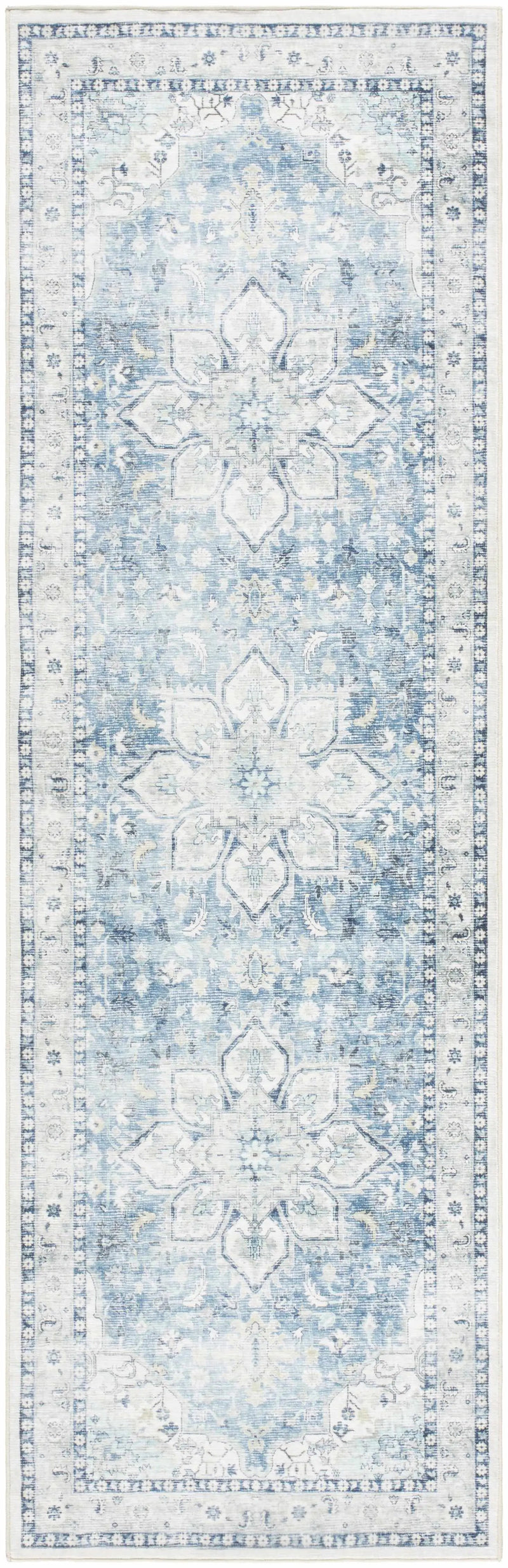 Lotan Blue Medallion Washable Area Rug - Clearance by Boutique Rugs
