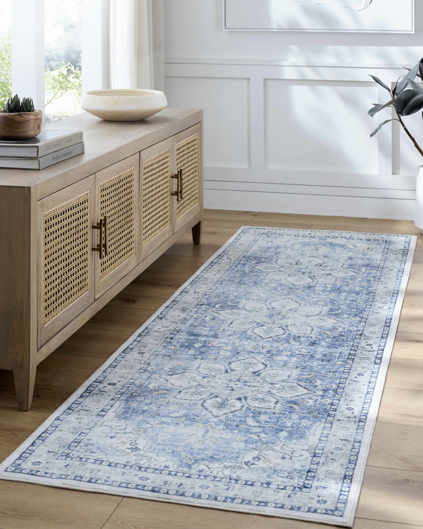 Lotan Blue Medallion Washable Area Rug - Clearance by Boutique Rugs