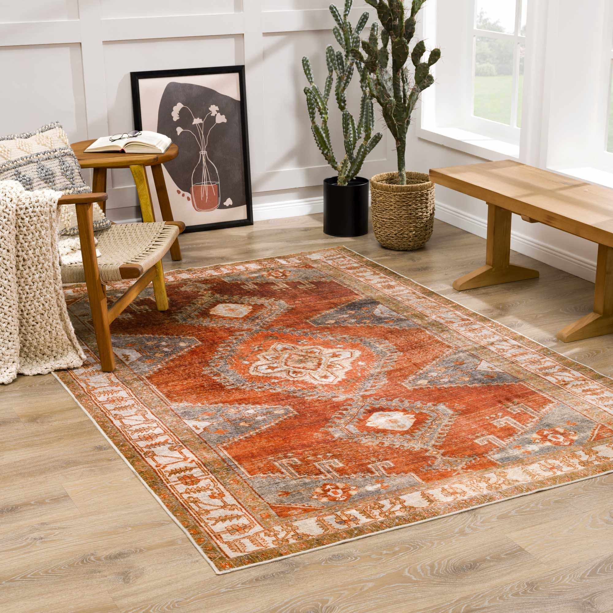Kullar Orange Washable Area Rug by Boutique Rugs