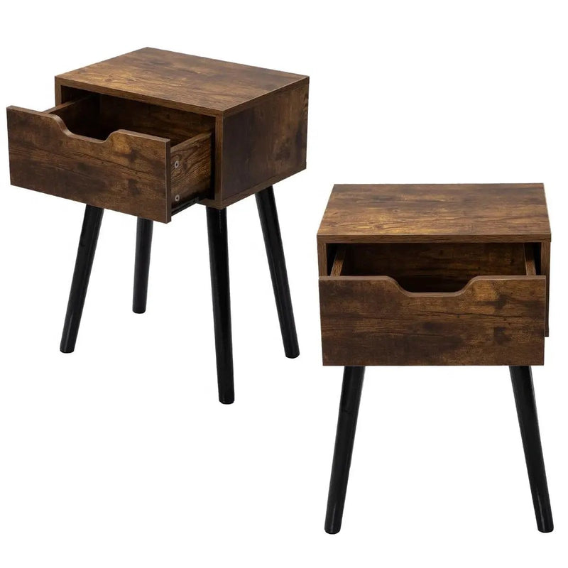 Set of 2 - Modern Mid-Century Farmhouse Bedroom Nightstand End Table by HomePacific