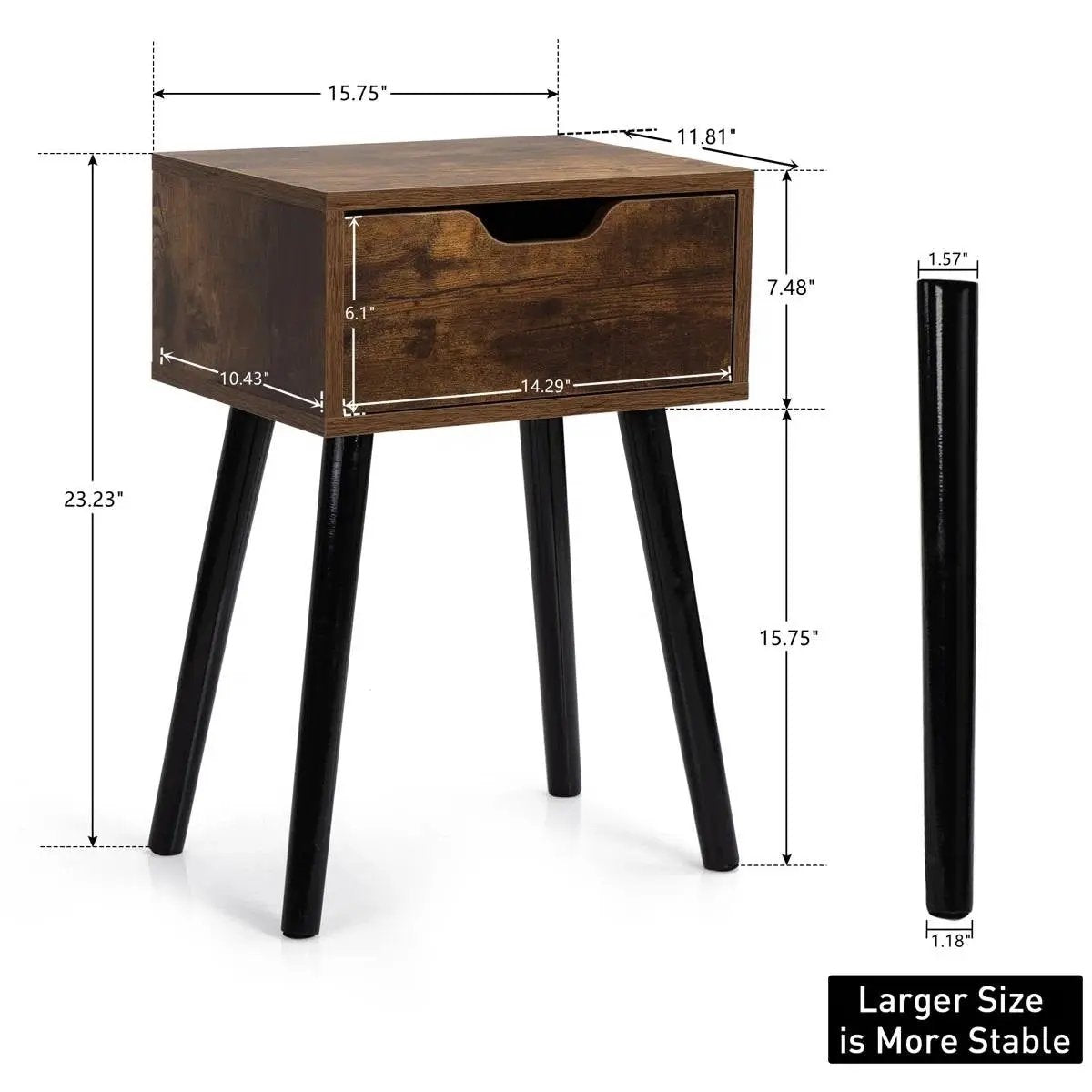 Set of 2 - Modern Mid-Century Farmhouse Bedroom Nightstand End Table by HomePacific