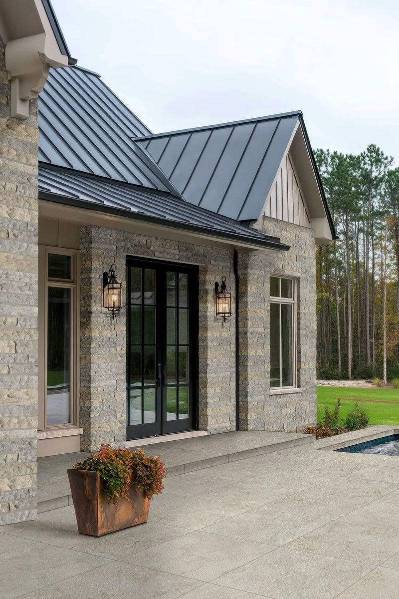 Durham Fall Ledgestone Natural Sandstone Pavers in a finished room