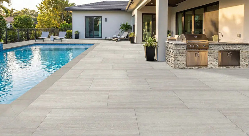 Fossil Rustic Ledgestone Natural Sandstone Pavers in a finished room