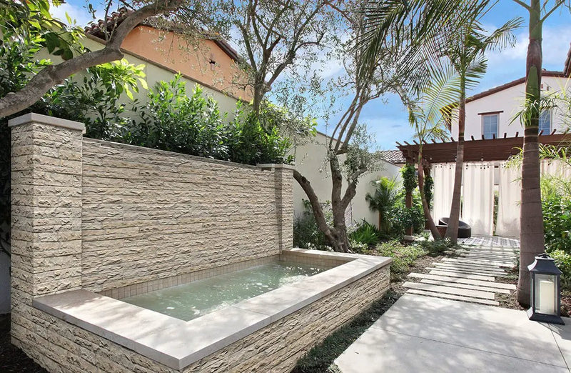 Fossil Rustic Ledgestone Natural Sandstone Pavers in a finished room