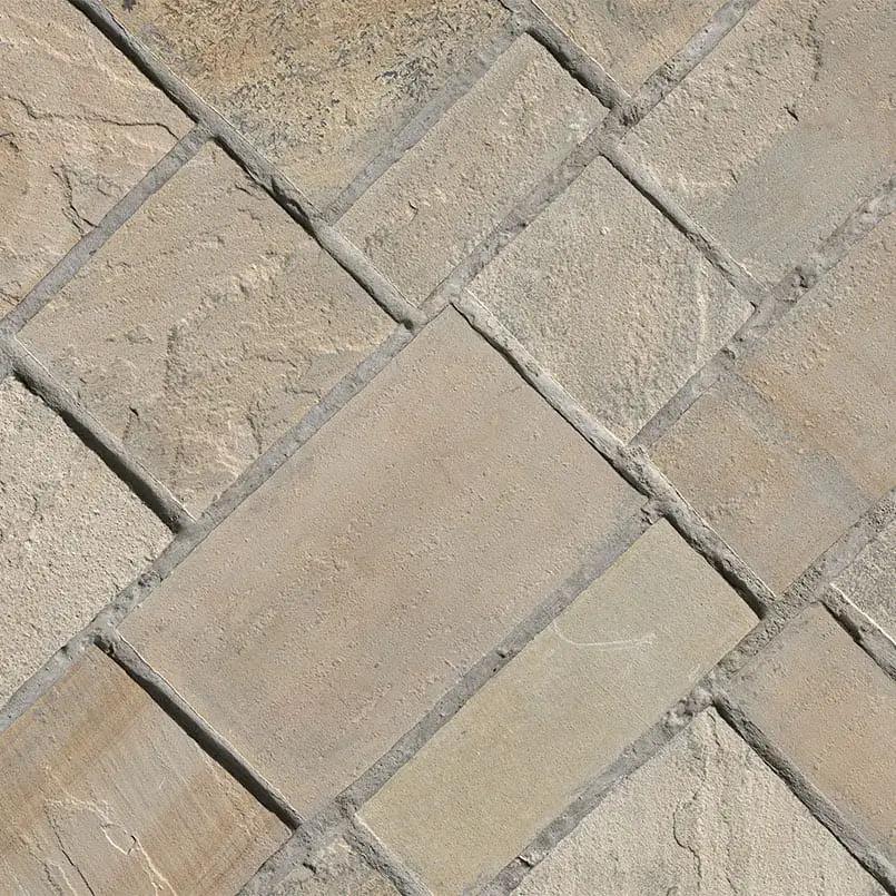 Fossil Rustic Squares Rectangles Natural Sandstone Pavers COR angled view