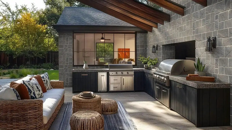 Sable Hills Squares Rectangles Natural Sandstone Pavers in a finished room