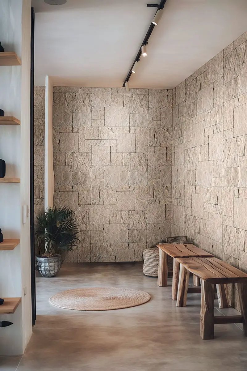 Oakwood Beige Natural Cement Pavers 2 in a finished room